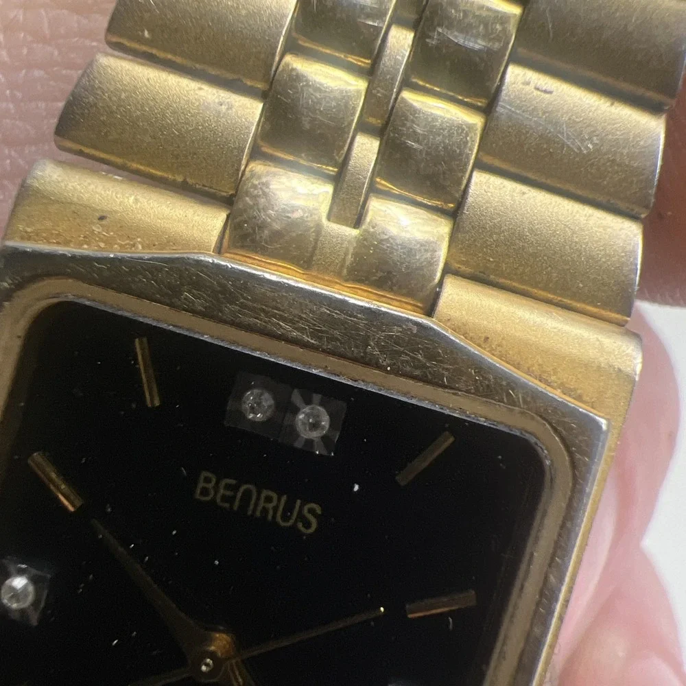 Vintage Benrus Watch Diamond‎ Quartz Needs Battery As Is